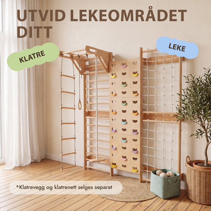 5-in-1 Ribbevegg for barn med pull up-stang & 3i1 husksett