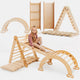 4-i-1 Montessori Klatresett: Triangelstige + Klatrebue + Rutsjebrett + Pute Beige
