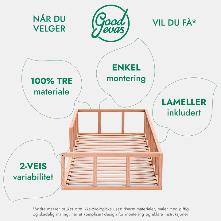 Montessori-seng for barn og småbarn fra 6 måneder