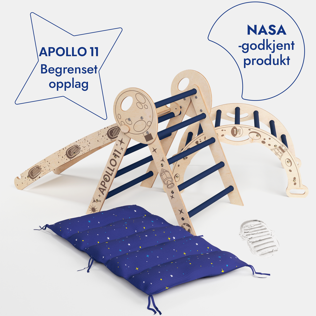 Apollo 4-i-1 Klatresett: Pikler-trekant, Bue, Skli og Pute for Små Småbarnsastronauter (1–3 år)