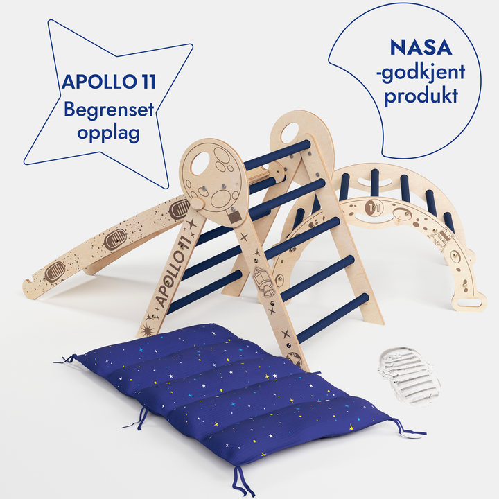 Apollo 4-i-1 Klatresett: Pikler-trekant, Bue, Skli og Pute for Små Småbarnsastronauter (1–3 år)