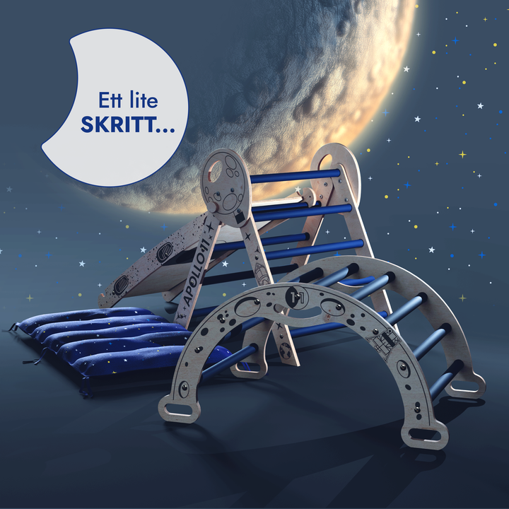 Apollo 4-i-1 Klatresett: Pikler-trekant, Bue, Skli og Pute for Små Småbarnsastronauter (1–3 år)
