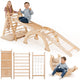 5-i-1 Montessori Klatrestativ-Sett: Triangelstige + Bue/Gynge + Rutsjebrett/Rampe + Nettingtau + Pute