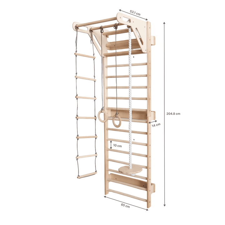 5-in-1 Ribbevegg for barn med pull up-stang & 3i1 husksett